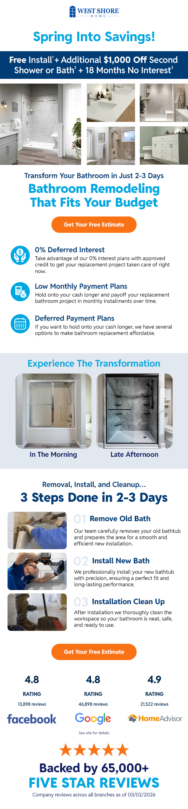 West Shore Home — Spring Savings on bathroom remodeling